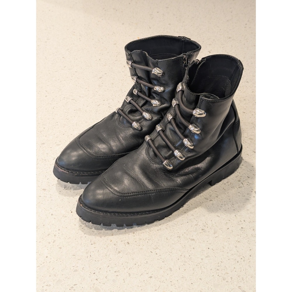 Fabianelli Italy Leather Biker Combat Ankle Boots Shoes Womens Size 7 US 37 EU